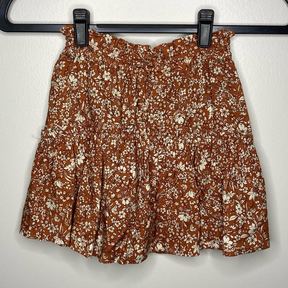Zara Other - NWT ZARA Neutral Rust Cream Floral Twirl Skirt Boho 8